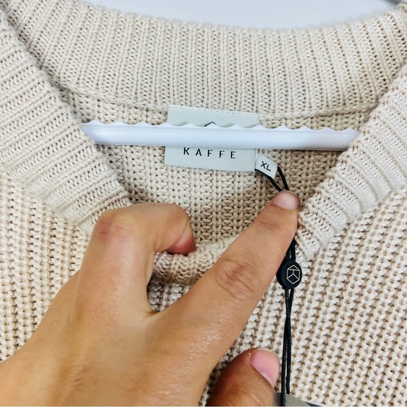 Kaffe KACILLA - Jumper - Cable Knot Oversized sand dollar green stripe/sand xl - Picture 6 of 14